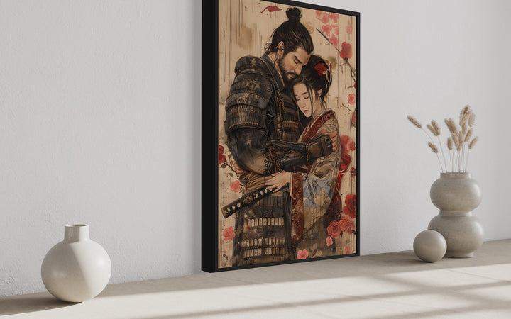 Ukiyo-e Style Japanese Samurai And Geisha Romanic Wall Art