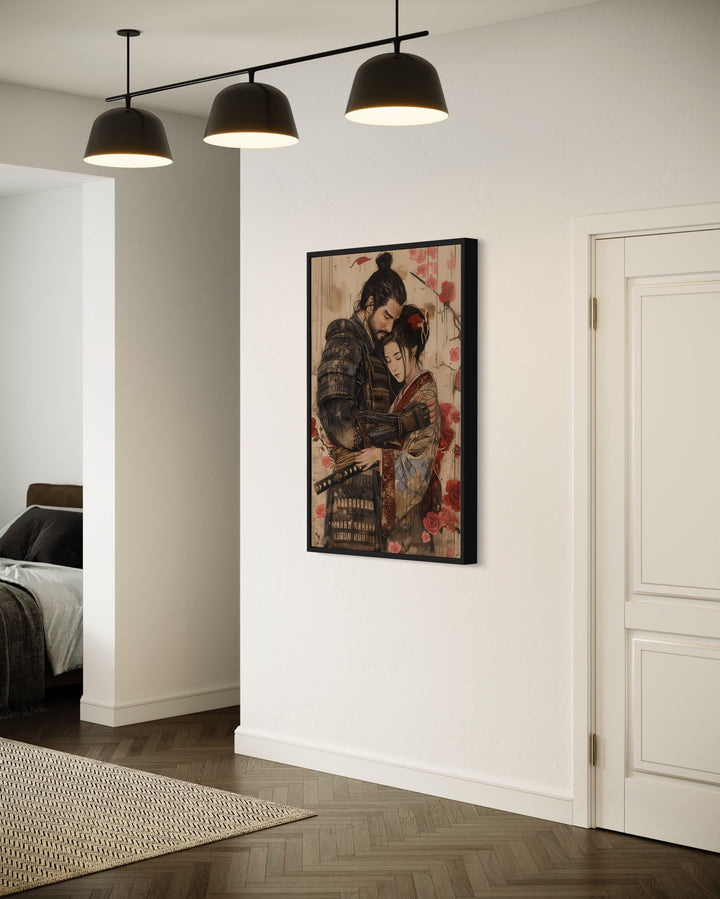 Ukiyo-e Style Japanese Samurai And Geisha Romanic Wall Art