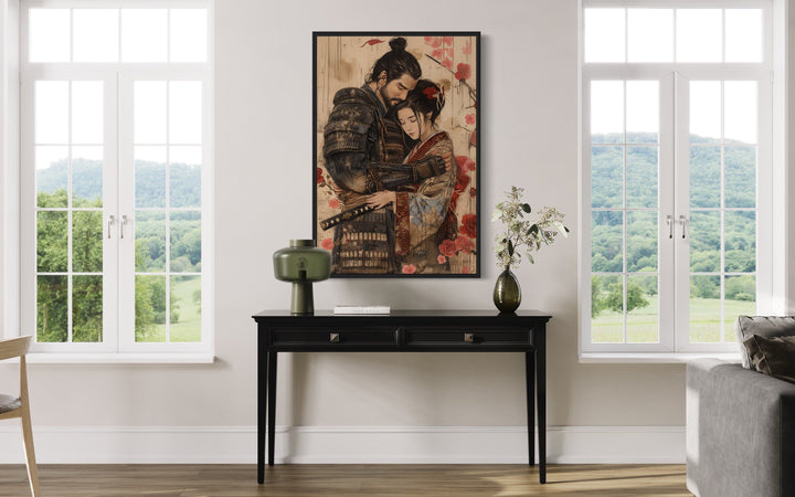 Ukiyo-e Style Japanese Samurai And Geisha Romanic Wall Art