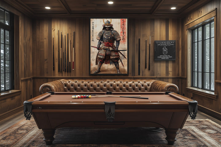 Ukiyo-e Style Japanese Samurai Framed Canvas Wall Art