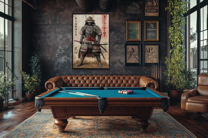 Ukiyo-e Style Japanese Samurai Framed Canvas Wall Art