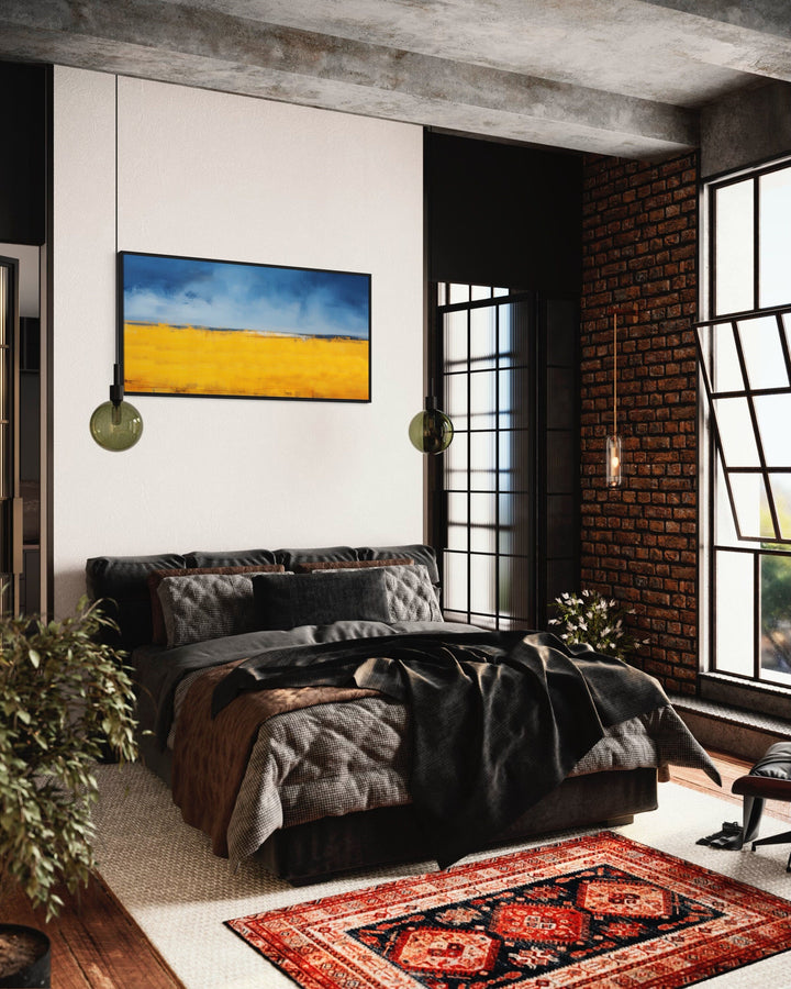 Ukrainian Flag Wall Art – Minimalist Blue Yellow Artwork | Modern Canvas Print