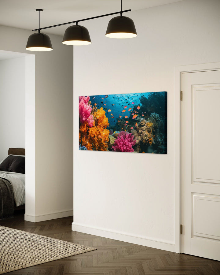 Underwater Coral Reef And Fish Photography Style Wall Art