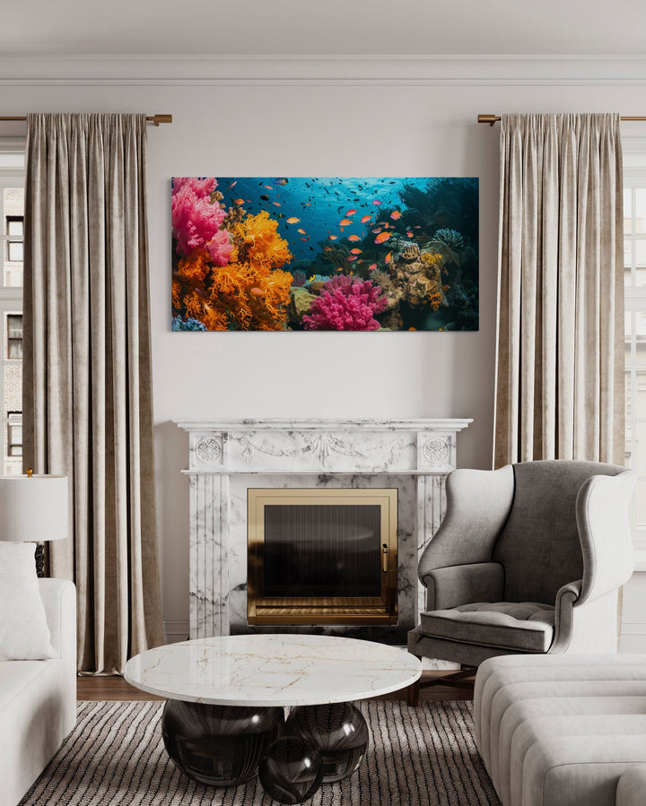 Underwater Coral Reef And Fish Photography Style Wall Art