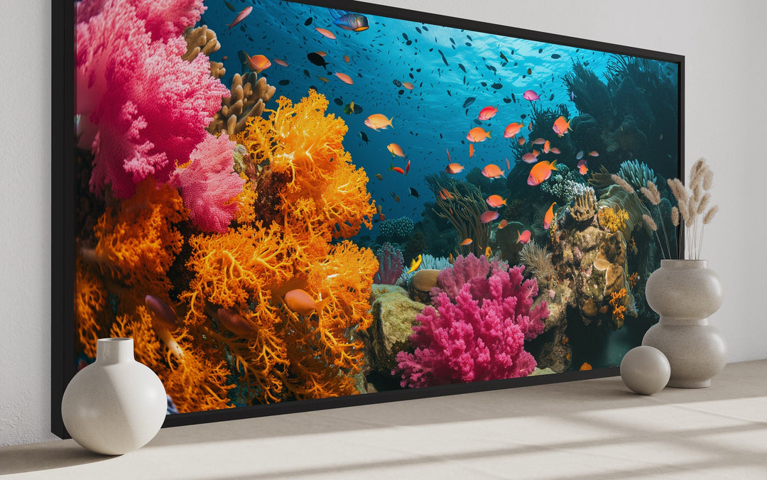 Underwater Coral Reef And Fish Photography Style Wall Art