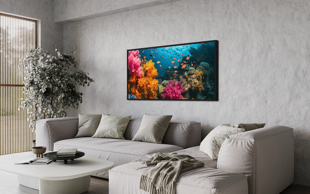 Underwater Coral Reef And Fish Photography Style Wall Art