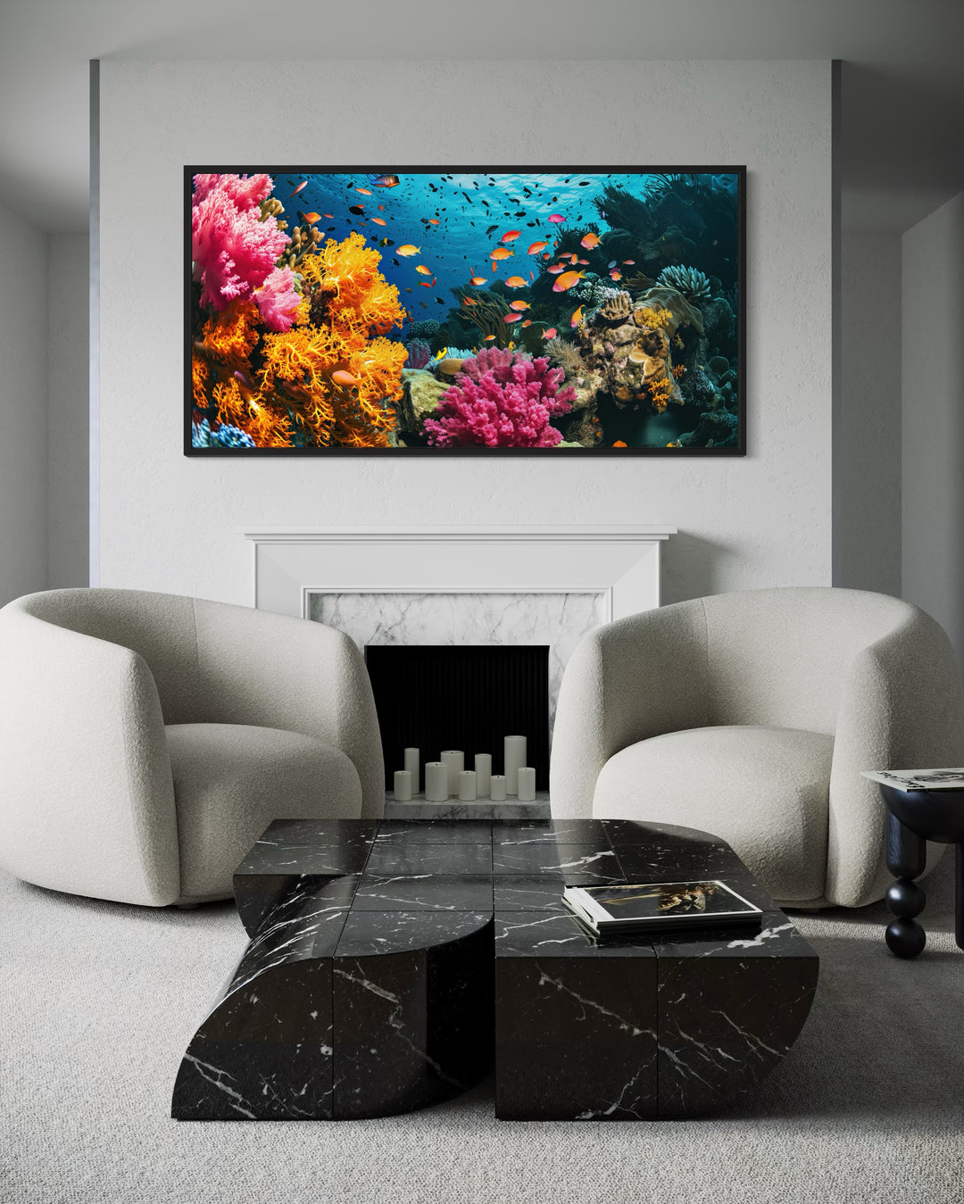 Underwater Coral Reef And Fish Photography Style Wall Art