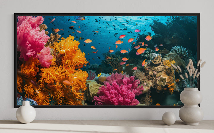 Underwater Coral Reef And Fish Photography Style Wall Art