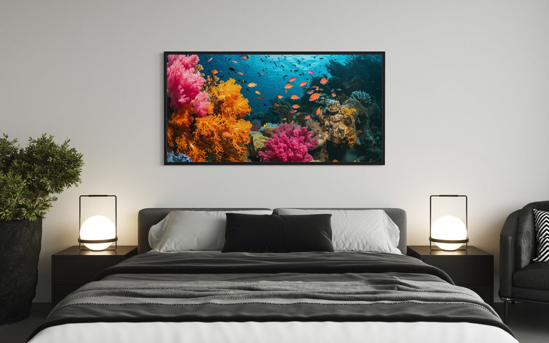 Underwater Coral Reef And Fish Photography Style Wall Art