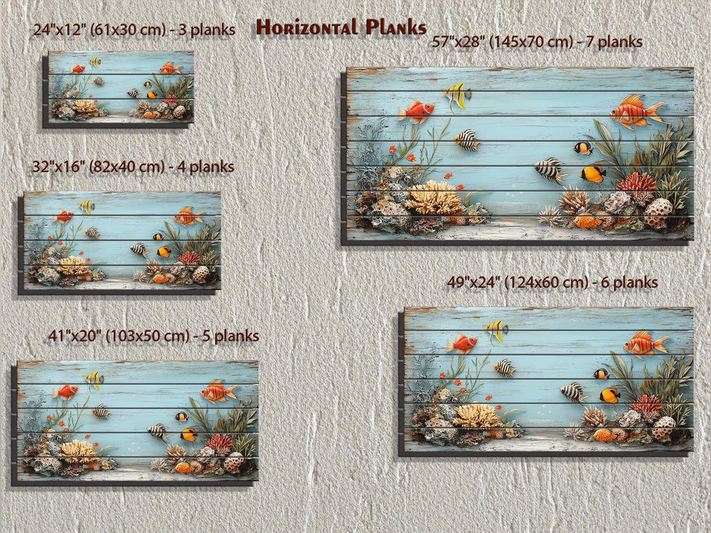 Underwater Coral Reef Distressed Wood Wall Art