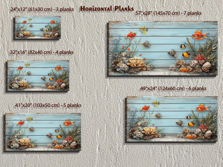 Underwater Coral Reef Distressed Wood Wall Art