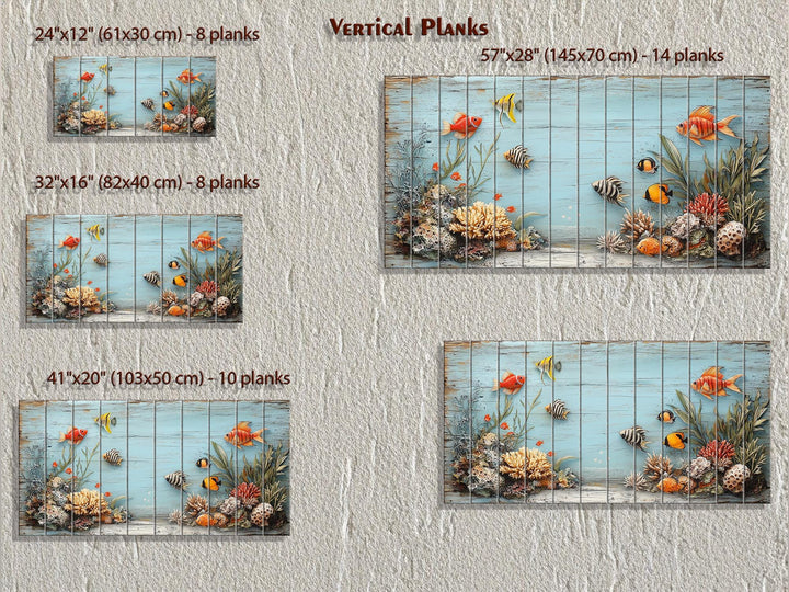 Underwater Coral Reef Distressed Wood Wall Art