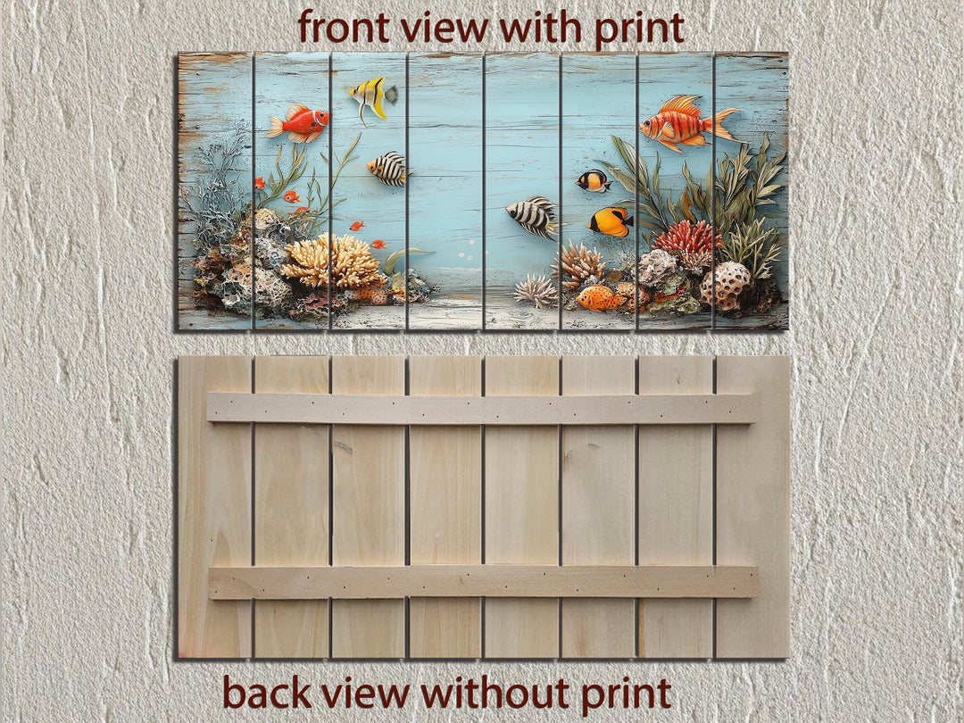 Underwater Coral Reef Distressed Wood Wall Art