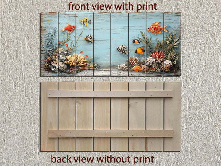 Underwater Coral Reef Distressed Wood Wall Art