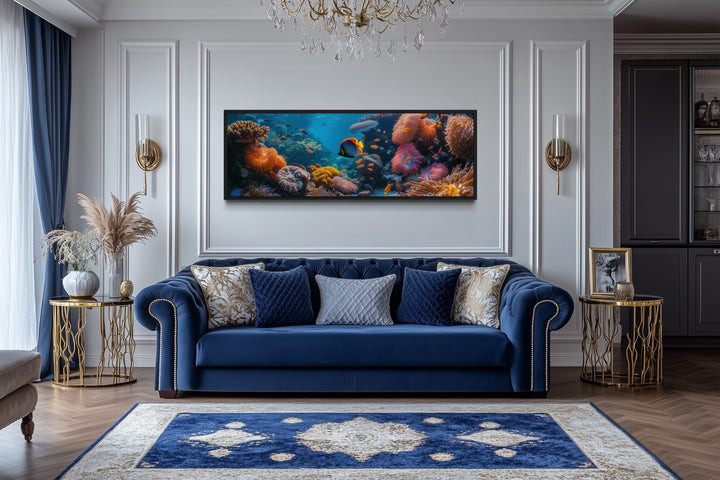 Underwater Coral Reef Narrow Horizontal Framed Canvas Wall Art