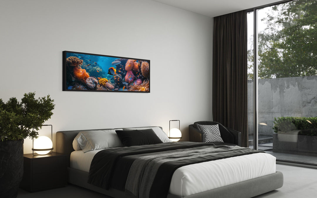 Underwater Coral Reef Narrow Horizontal Framed Canvas Wall Art