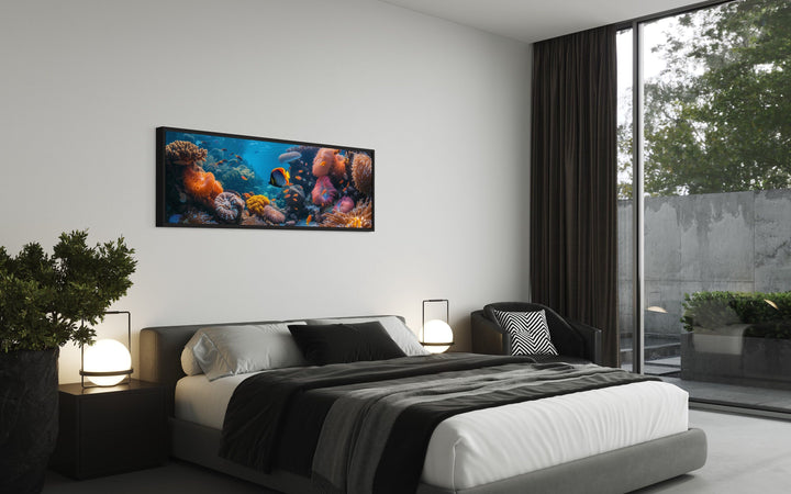 Underwater Coral Reef Narrow Horizontal Framed Canvas Wall Art