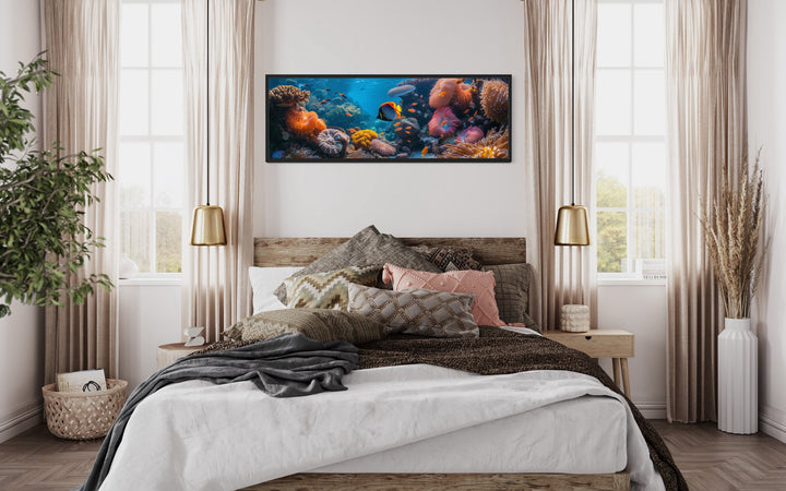 Underwater Coral Reef Narrow Horizontal Framed Canvas Wall Art