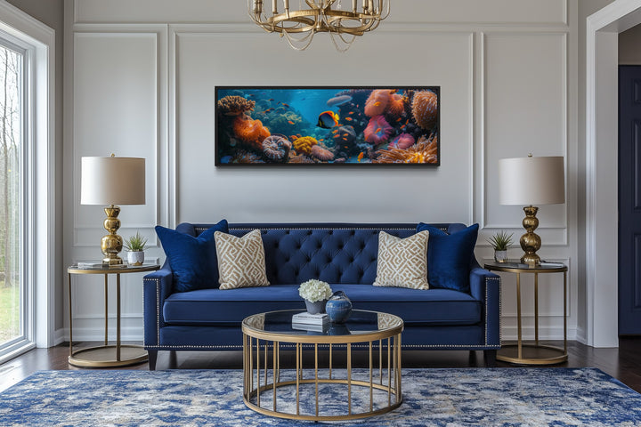 Underwater Coral Reef Narrow Horizontal Framed Canvas Wall Art