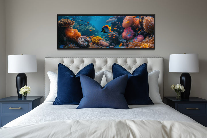 Underwater Coral Reef Narrow Horizontal Framed Canvas Wall Art