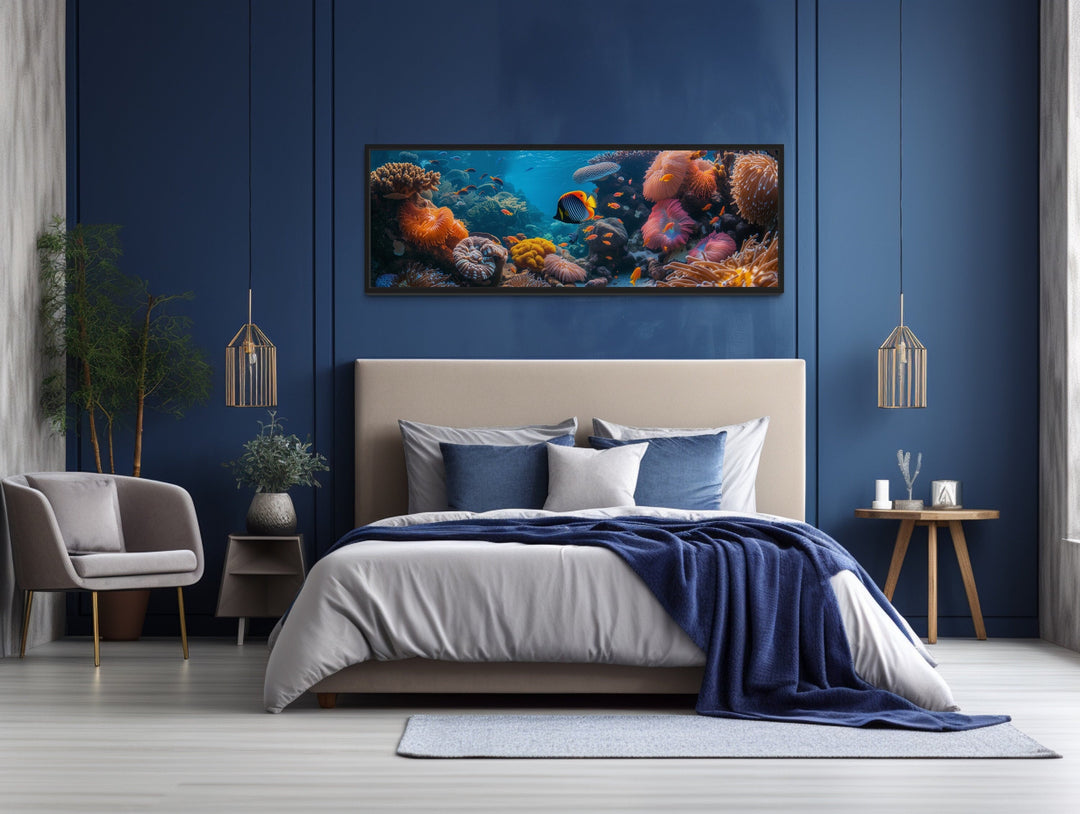 Underwater Coral Reef Narrow Horizontal Framed Canvas Wall Art