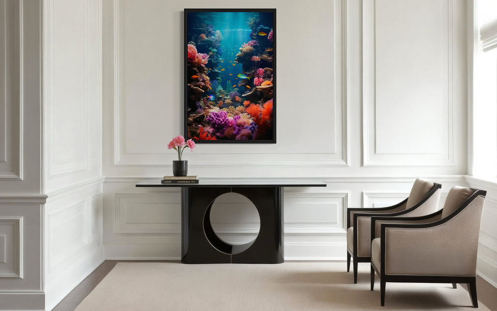 Underwater World Coral Reefs Fish Photograph Framed Canvas Wall Art