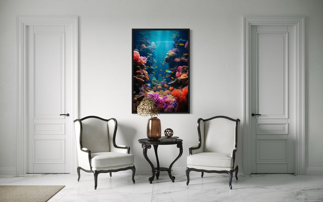 Underwater World Coral Reefs Fish Photograph Framed Canvas Wall Art