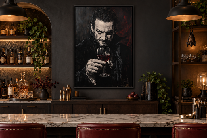 Toile murale représentant un vampire gothique avec du vin rouge 