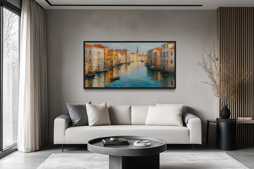 Venice Grand Canal Wall Art – Framed Canvas Print | Panoramic Italian Landscape Decor