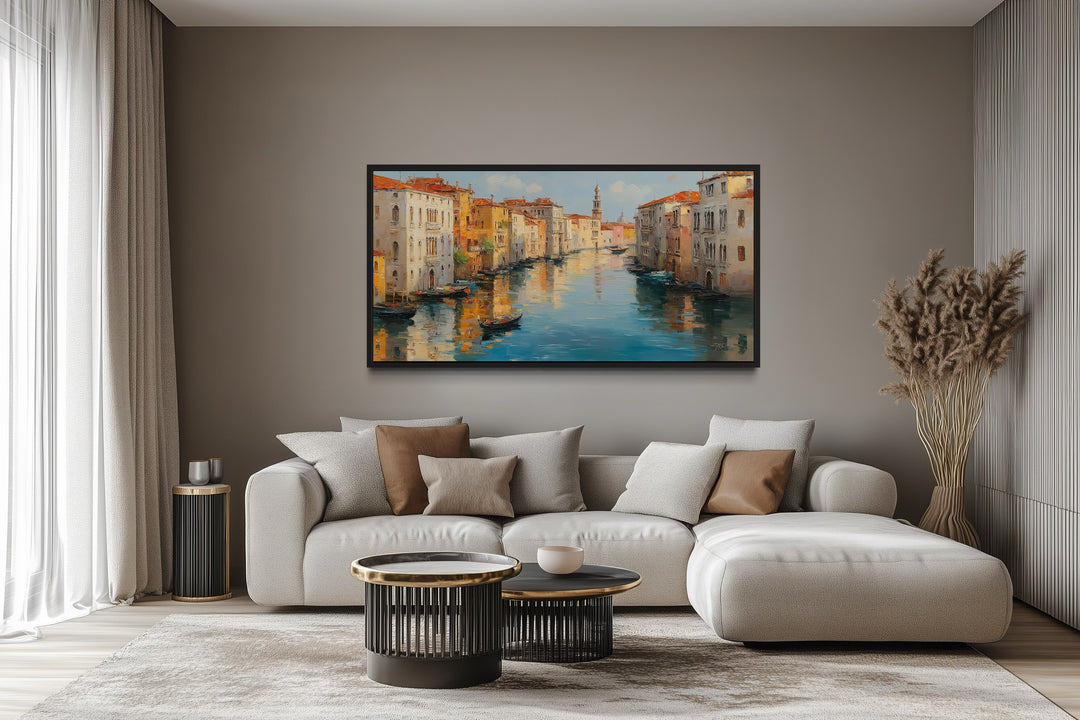 Venice Grand Canal Wall Art – Framed Canvas Print | Panoramic Italian Landscape Decor