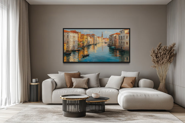 Venice Grand Canal Wall Art – Framed Canvas Print | Panoramic Italian Landscape Decor