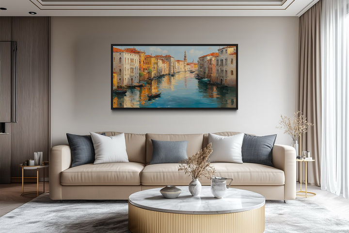 Venice Grand Canal Wall Art – Framed Canvas Print | Panoramic Italian Landscape Decor