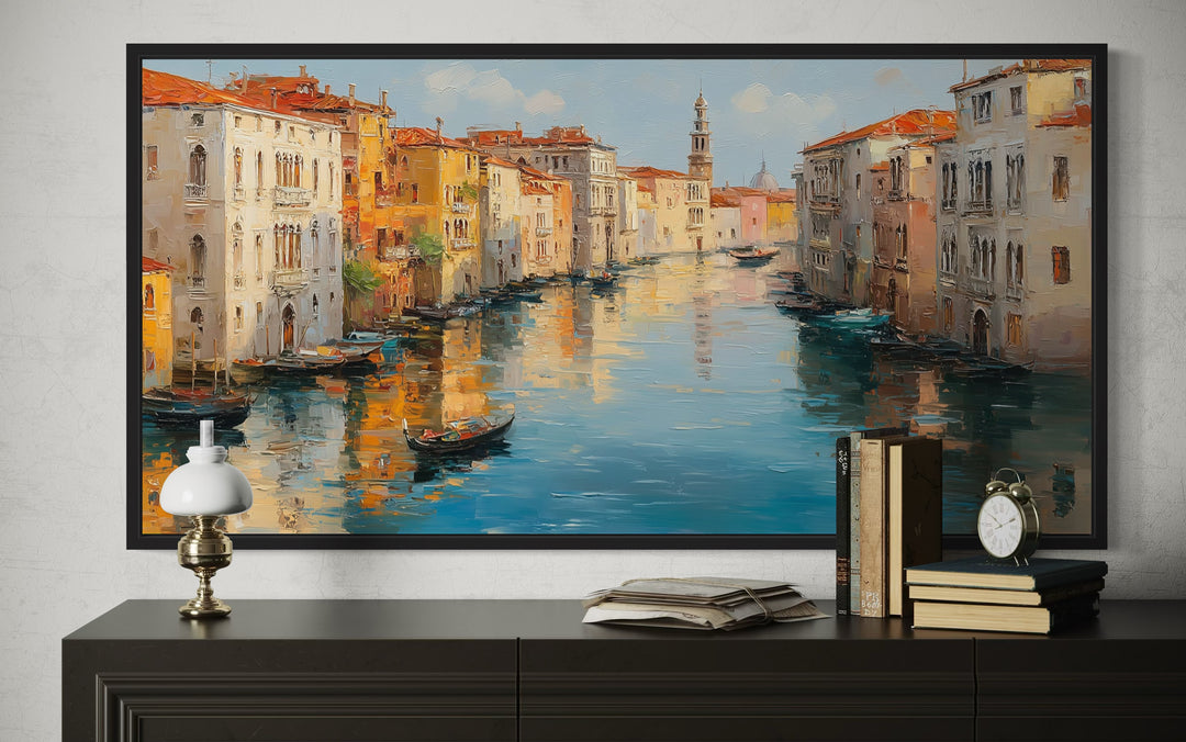 Venice Grand Canal Wall Art – Framed Canvas Print | Panoramic Italian Landscape Decor