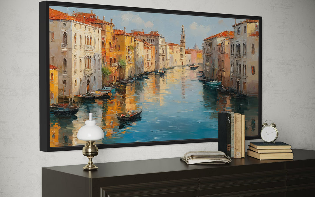 Venice Grand Canal Wall Art – Framed Canvas Print | Panoramic Italian Landscape Decor