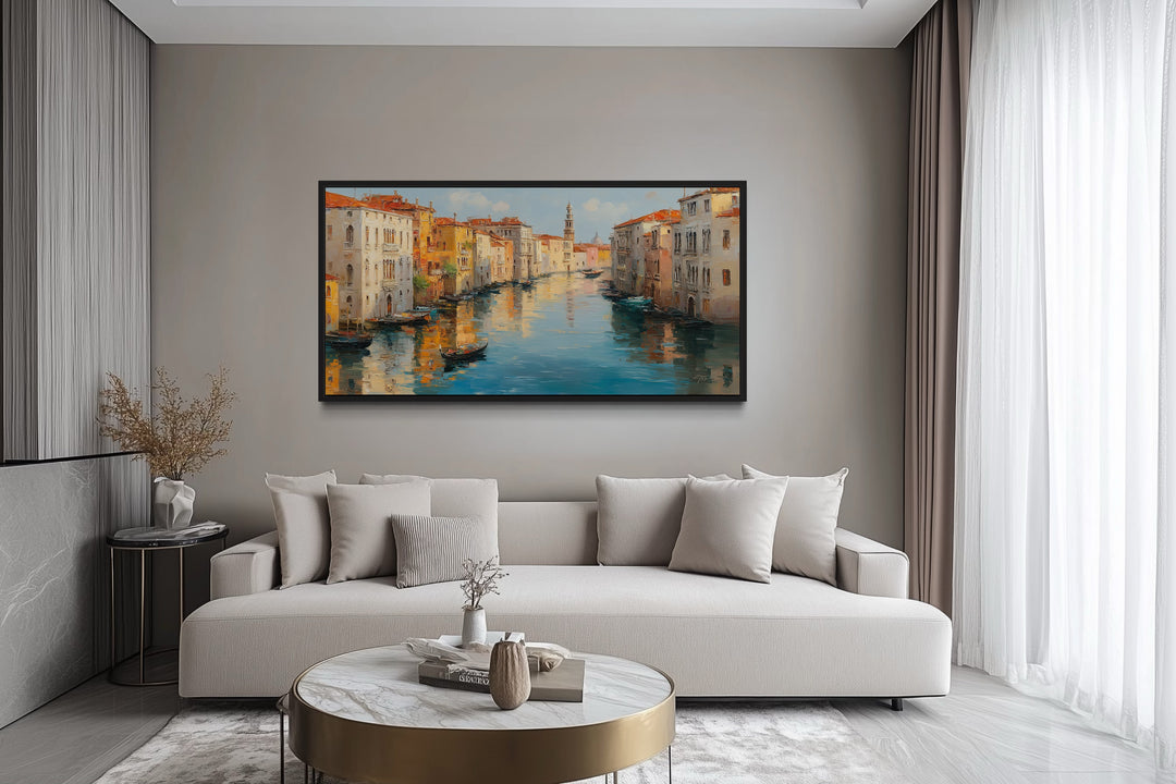 Venice Grand Canal Wall Art – Framed Canvas Print | Panoramic Italian Landscape Decor