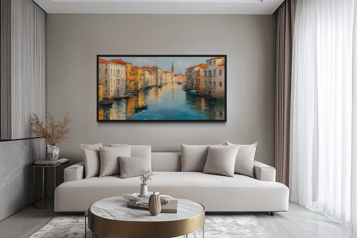 Venice Grand Canal Wall Art – Framed Canvas Print | Panoramic Italian Landscape Decor