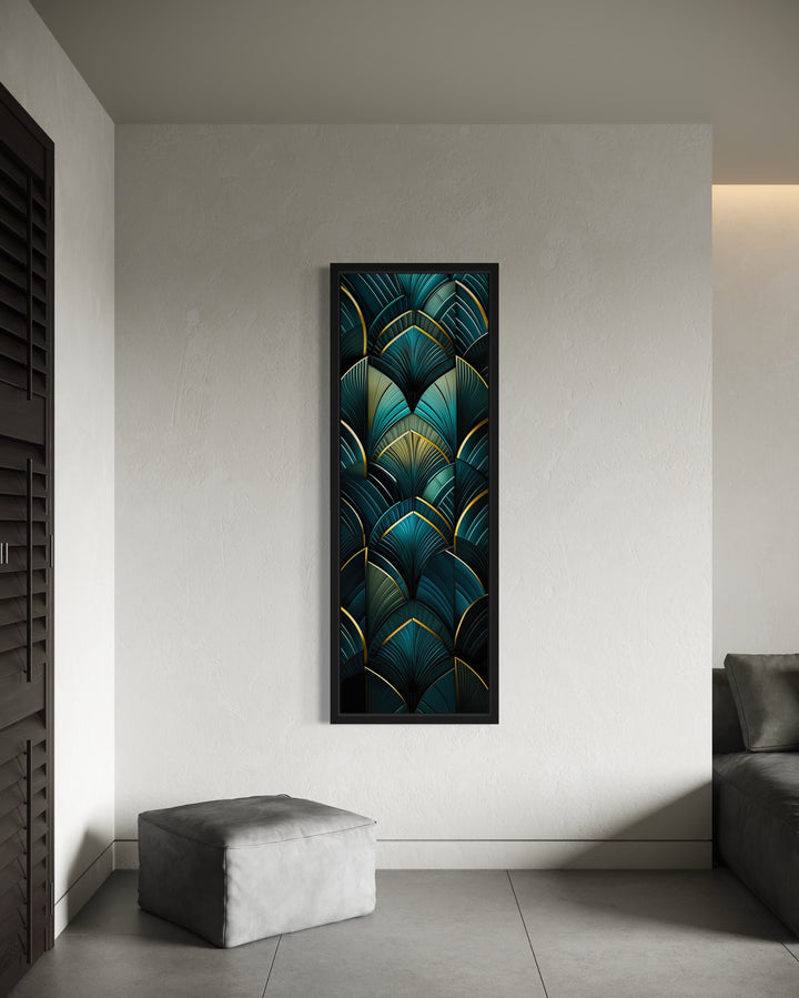 Vertical Art Deco Tall Narrow Gold Black Green Wall Art