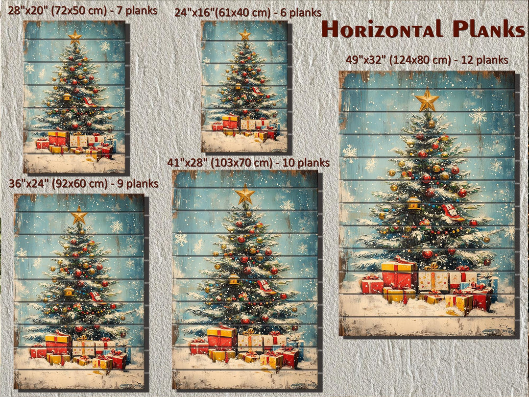 Vertical Christmas Tree Wall Art on Distressed Wood