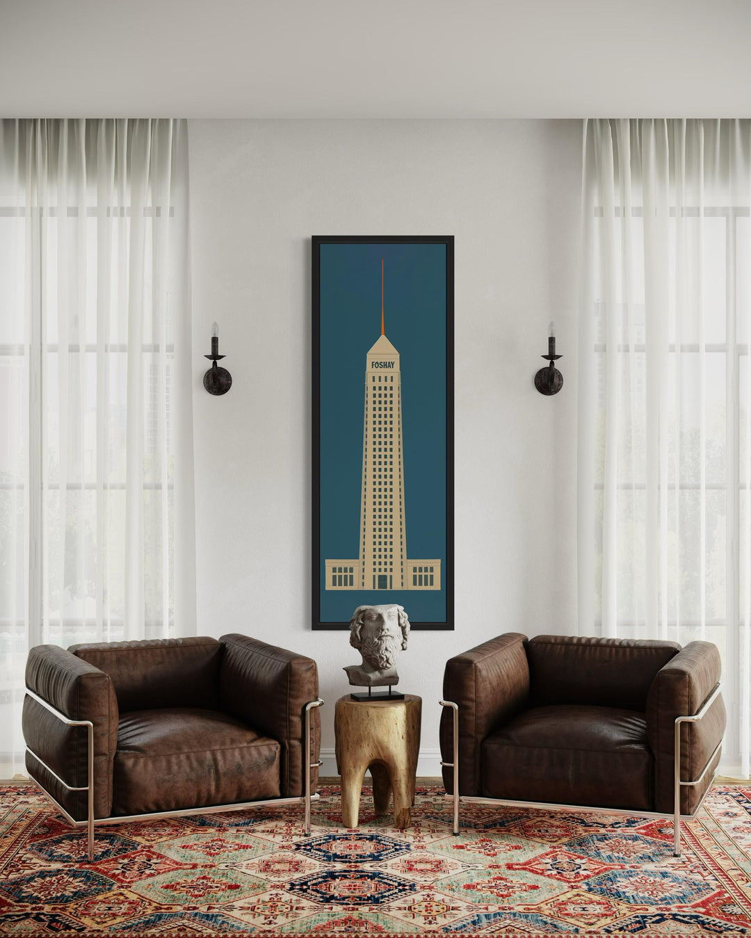 Vertical Narrow Foshay Tower Minimalist Architectural Wall Art