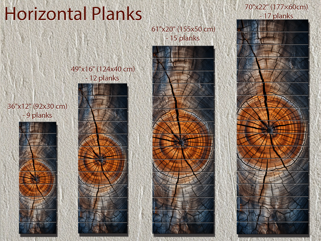 Vertical Narrow Tree Rings Real Wood Wall Art