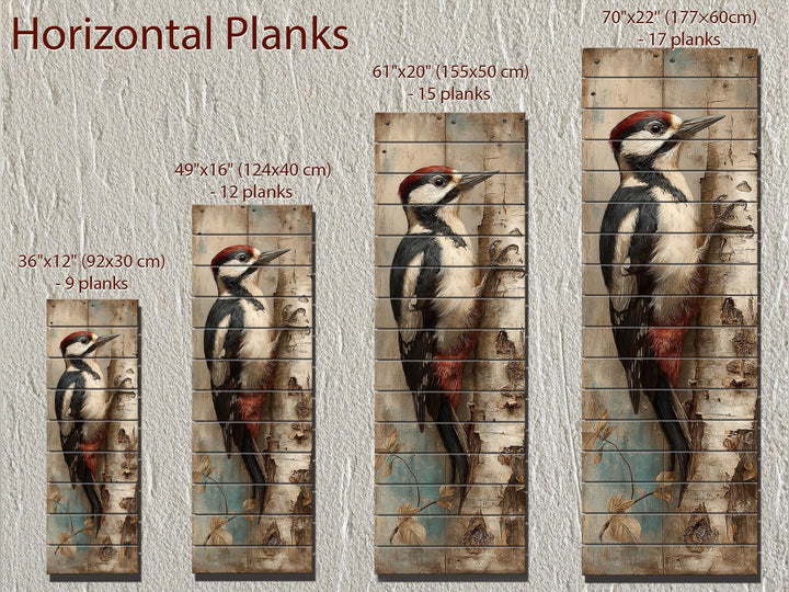Vertical Narrow Woodpecker Distressed Wood Wall Art