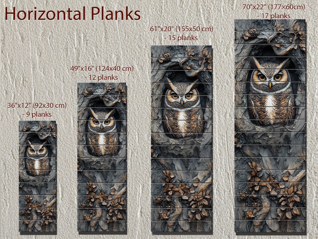 Vertical Owl In A Tree Real Wood Wall Art for Cabin Decor