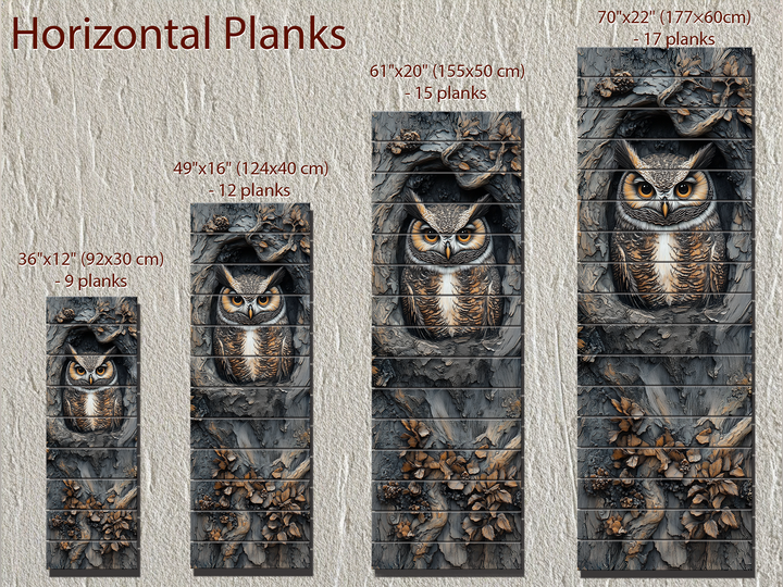 Vertical Owl In A Tree Real Wood Wall Art for Cabin Decor
