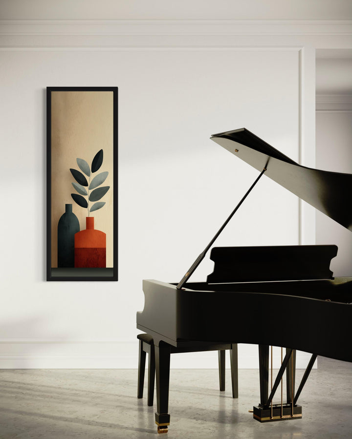 Vertical Tall Narrow Minimalist Plants In Vases Canvas Wall Art