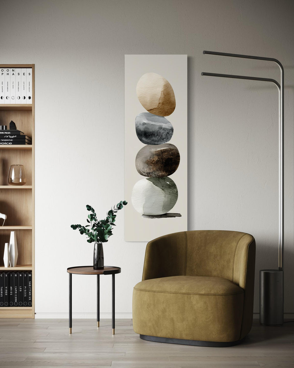 Vertical Zen Stacked Stones Canvas Wall Art