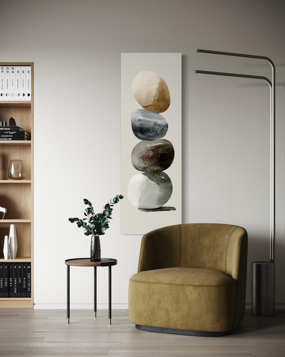 Vertical Zen Stacked Stones Canvas Wall Art