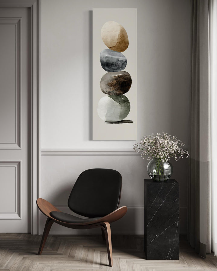Vertical Zen Stacked Stones Canvas Wall Art