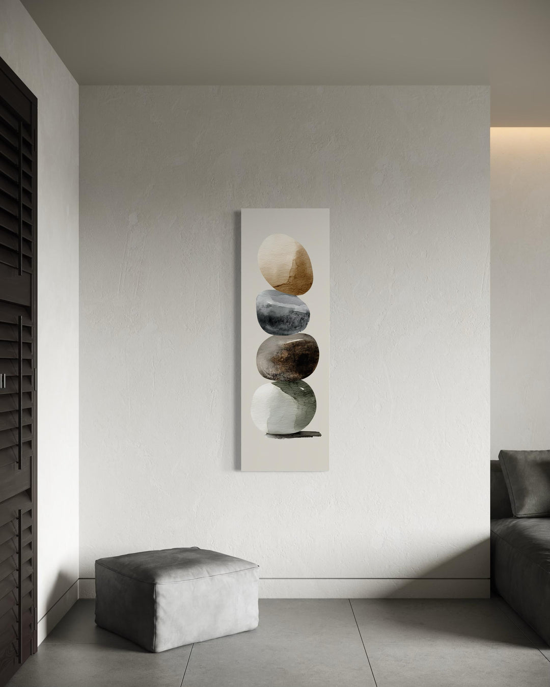 Vertical Zen Stacked Stones Canvas Wall Art