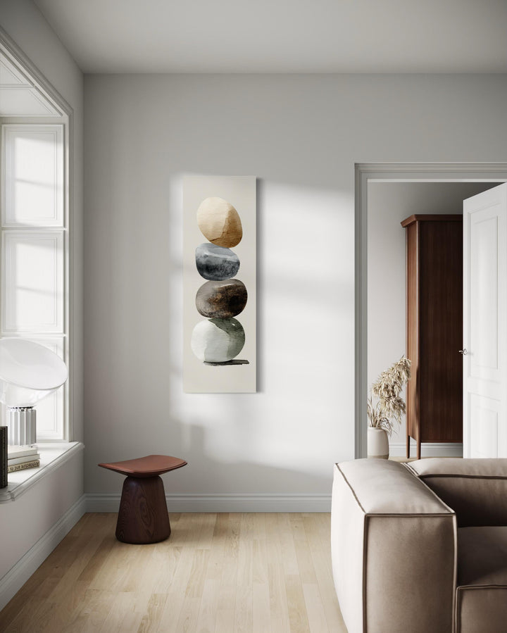 Vertical Zen Stacked Stones Canvas Wall Art