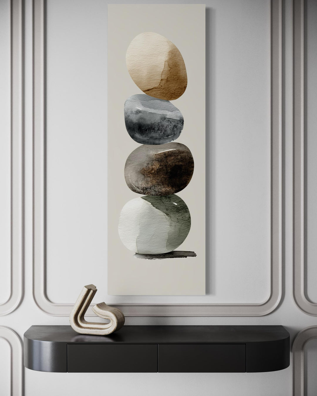 Vertical Zen Stacked Stones Canvas Wall Art.